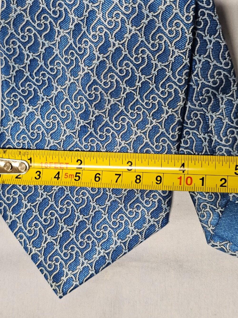 Hermes 007881 MA Blue 100% Silk Tie - Picture 8 of 14